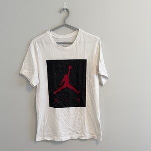 Jordan White Tee with Red and Black Logo